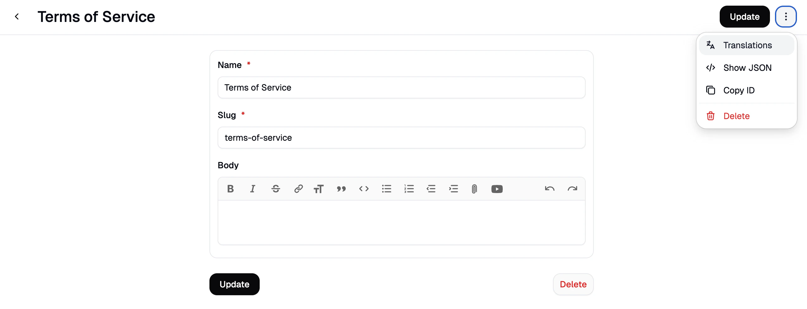 A policy open in the policy editor