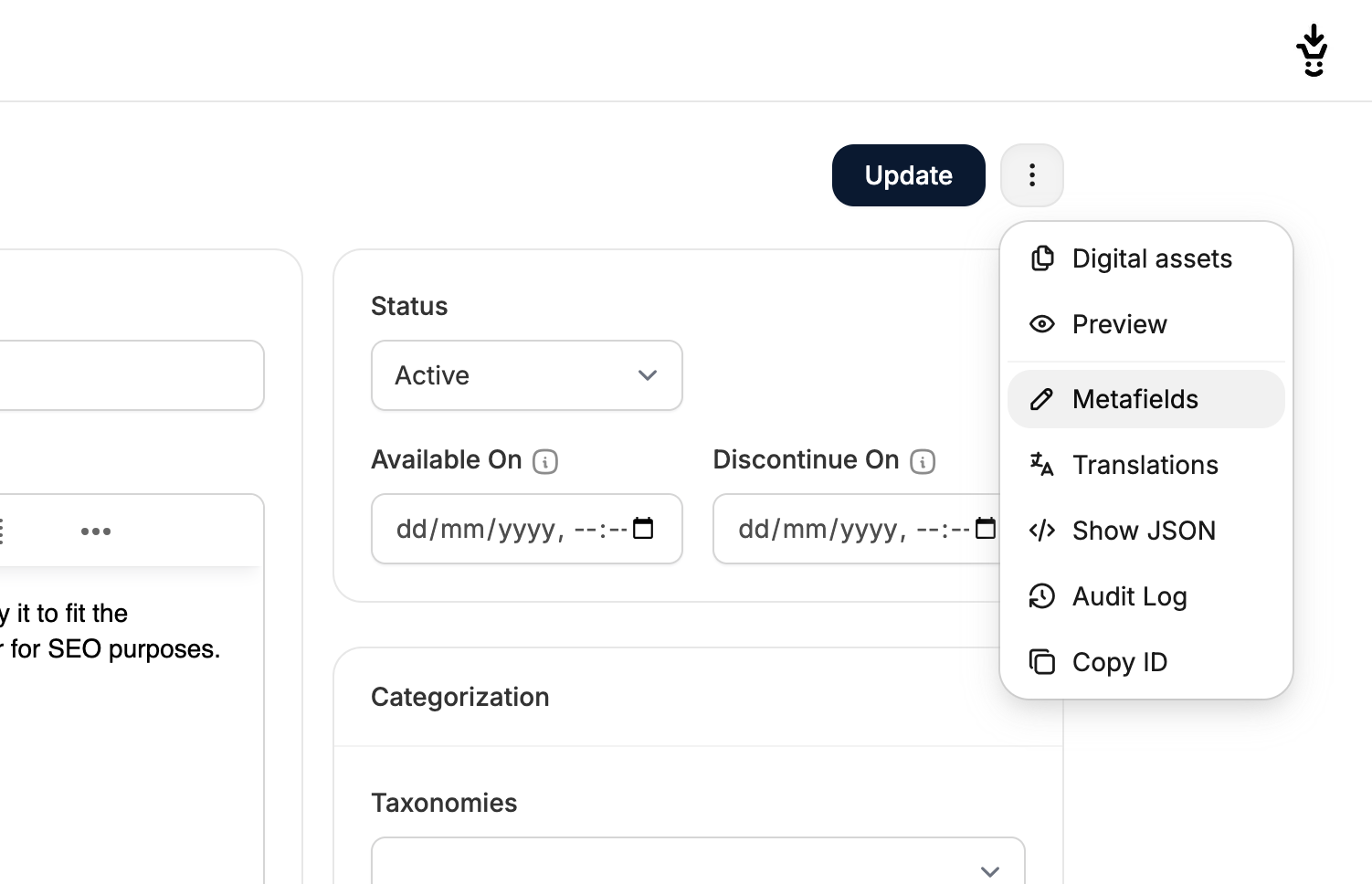 Adding metafields values in Spree