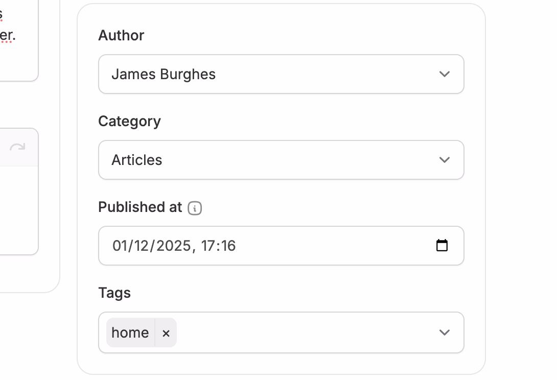 Setting an author and publish date on a blog post