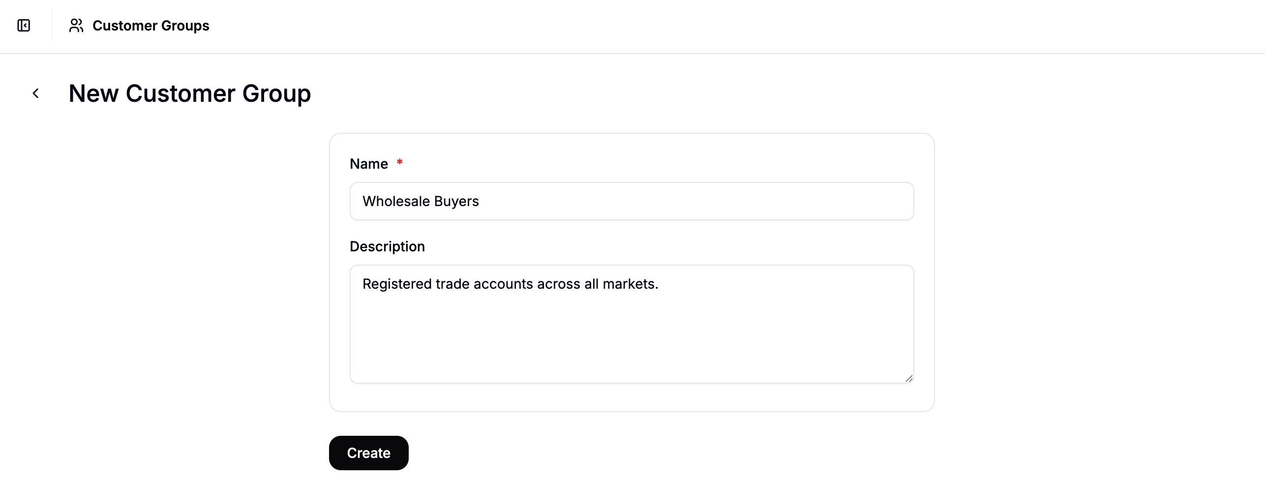 The New Customer Group form in Spree Commerce