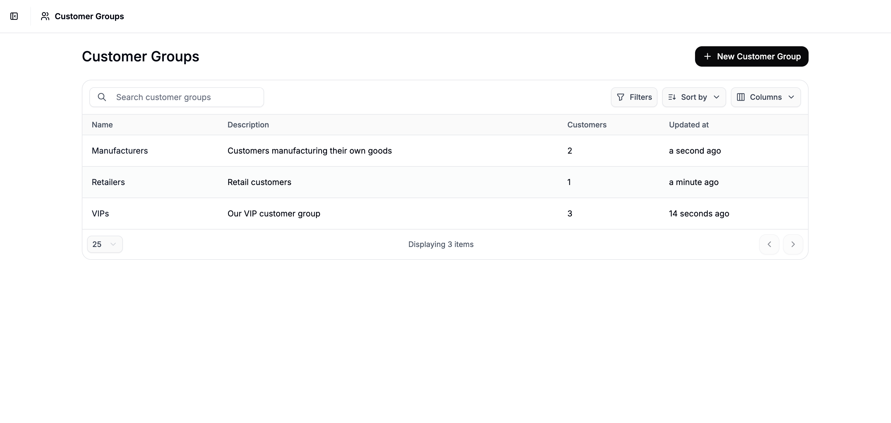 The Customer Groups tab in Spree Commerce