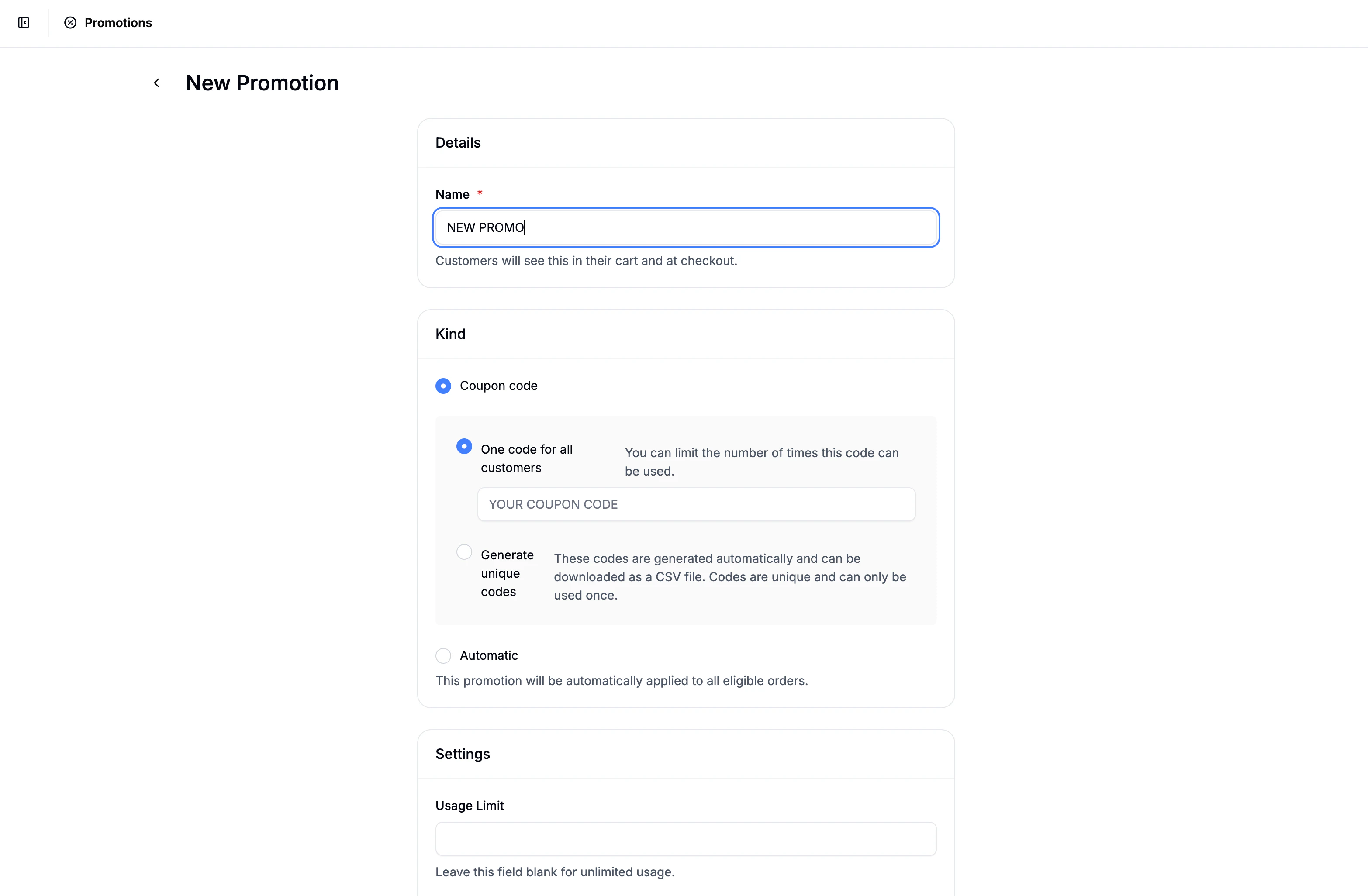 Creating a new promotion in Spree Commerce