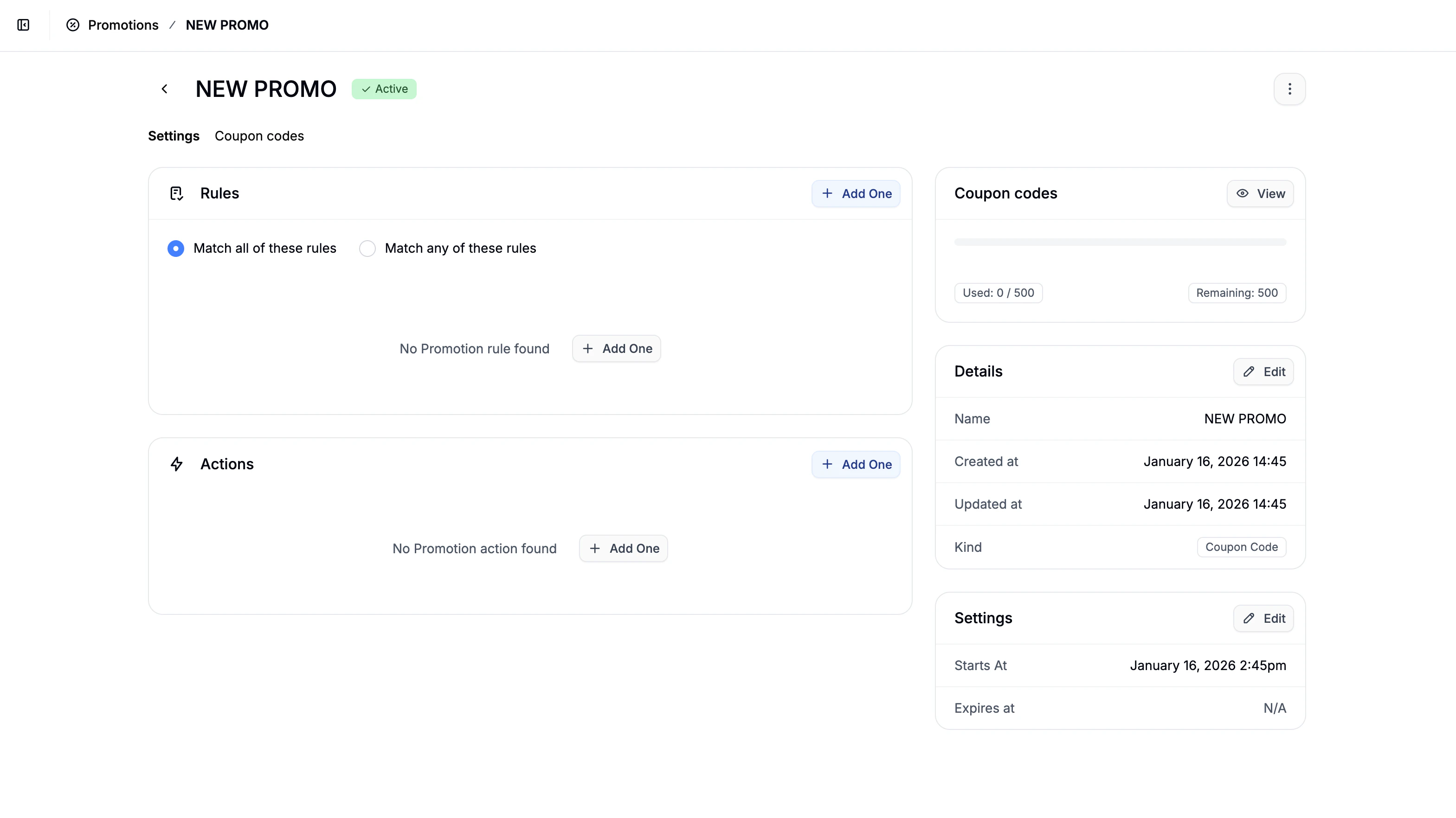 The promotion edit form in Spree Commerce