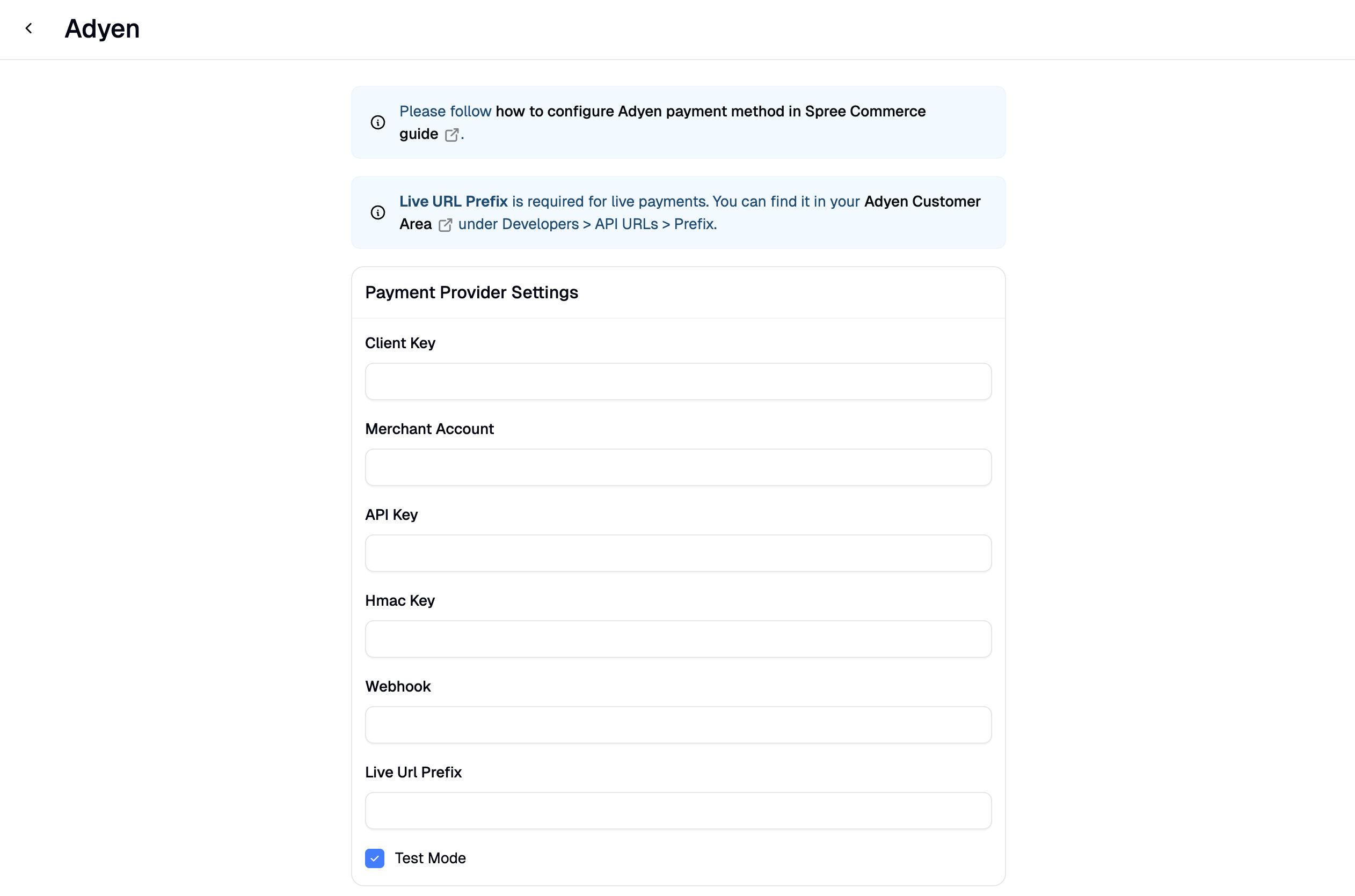 Connect Adyen payments to Spree Commerce - Spree Commerce documentation