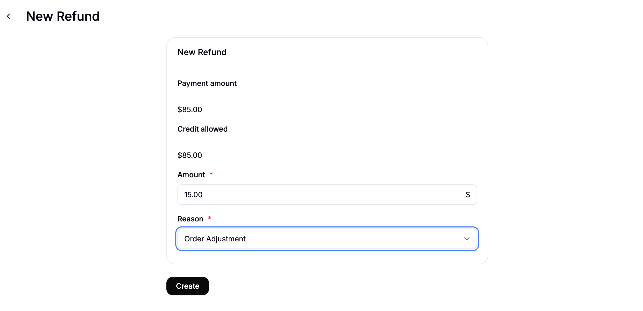 The Spree Commerce refund form