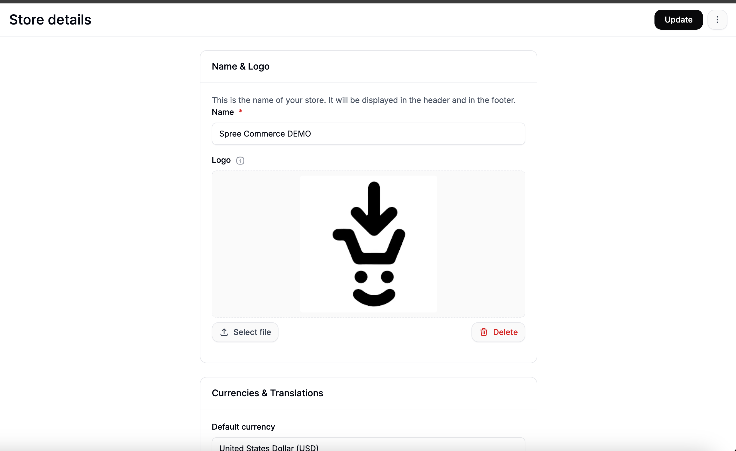 Spree Admin Store Settings