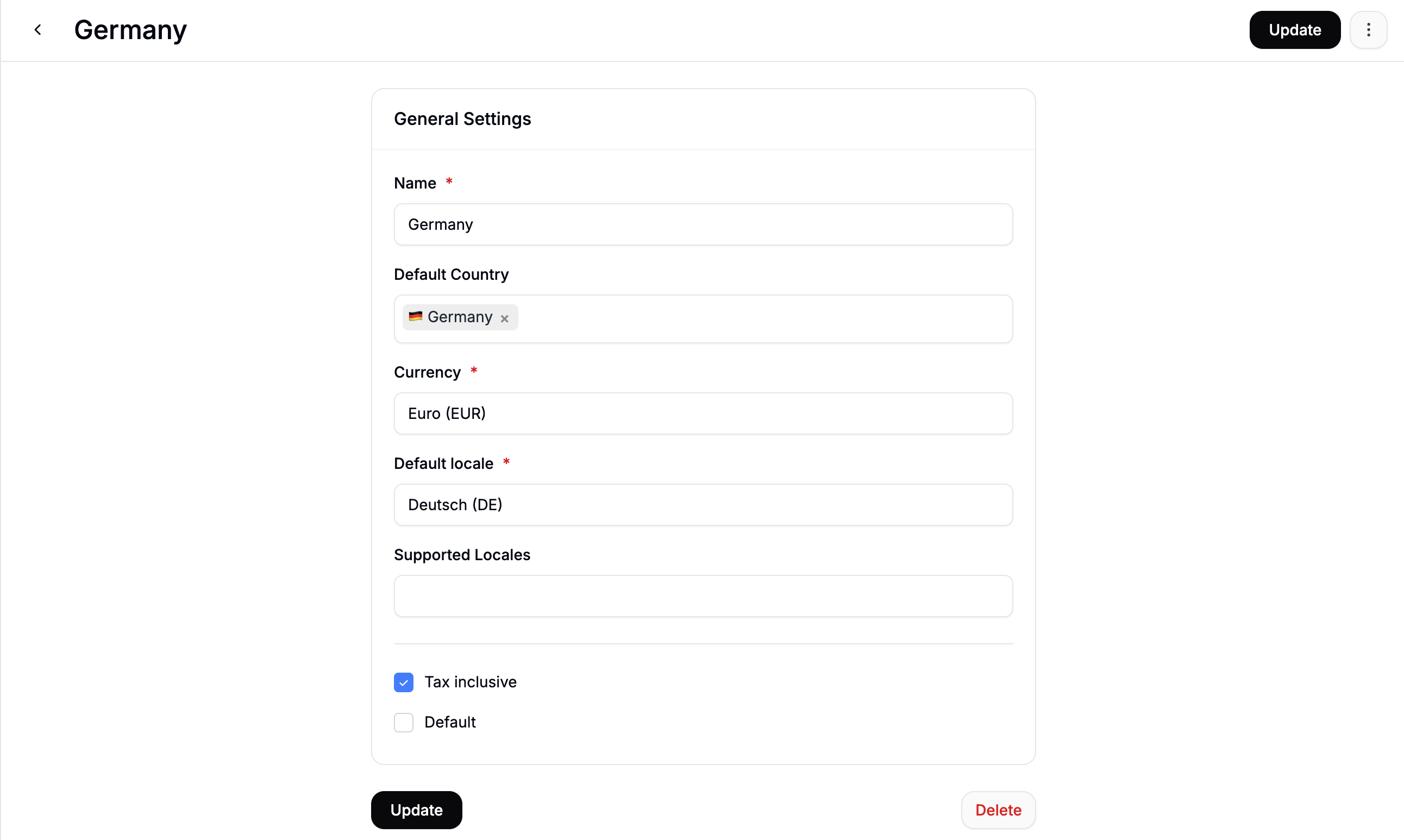 Editing a market in Spree Commerce