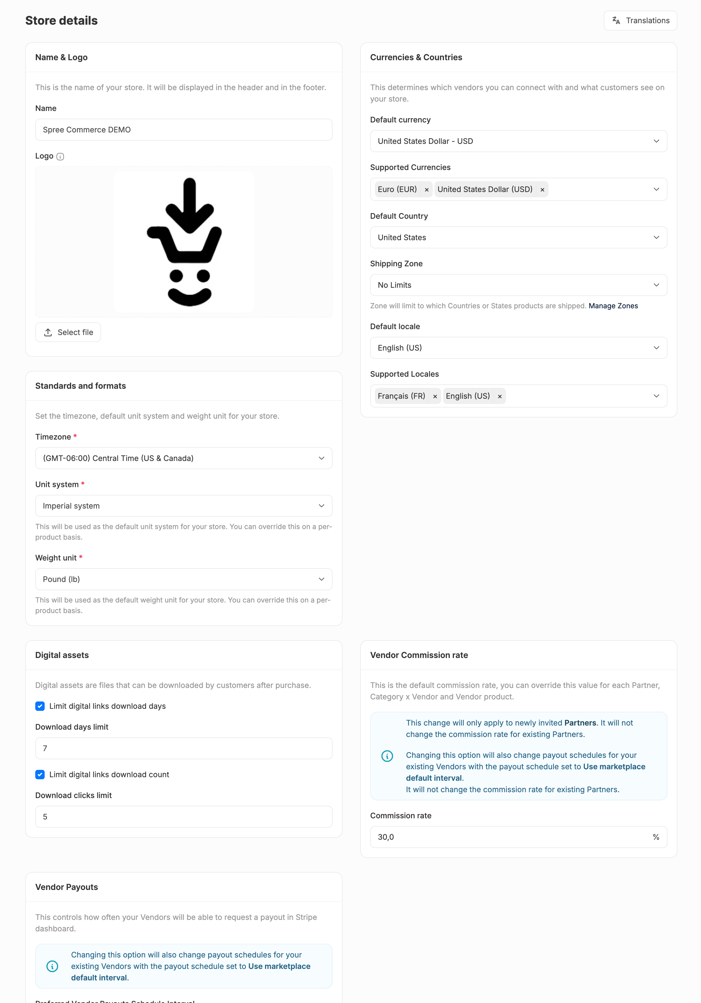 Spree Admin Store Settings