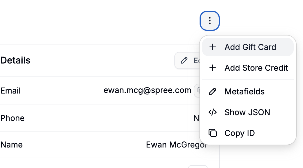 Issuing a gift card to a customer in Spree Commerce