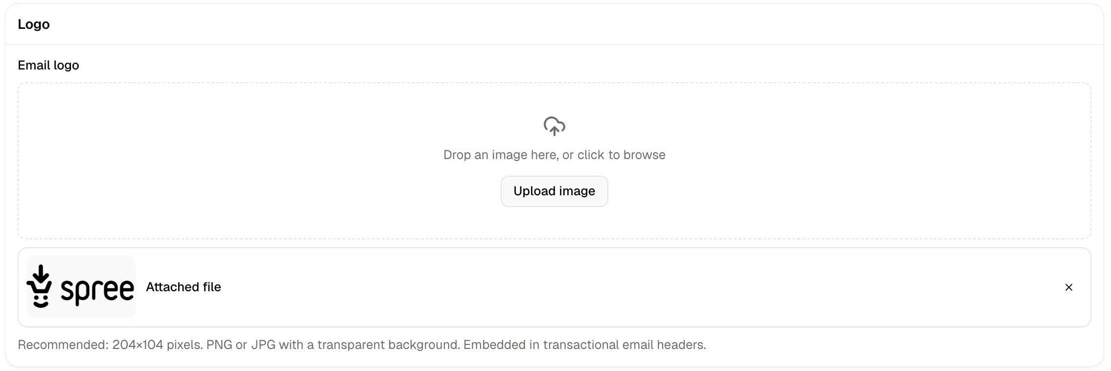 The email logo upload area