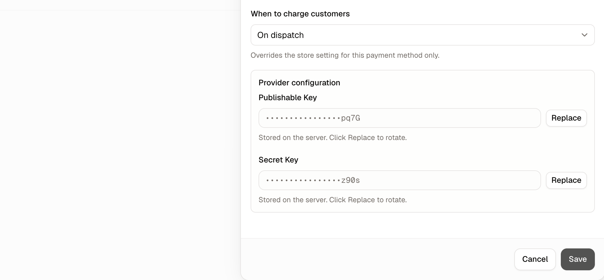 The Provider configuration section, with the credential fields a provider needs