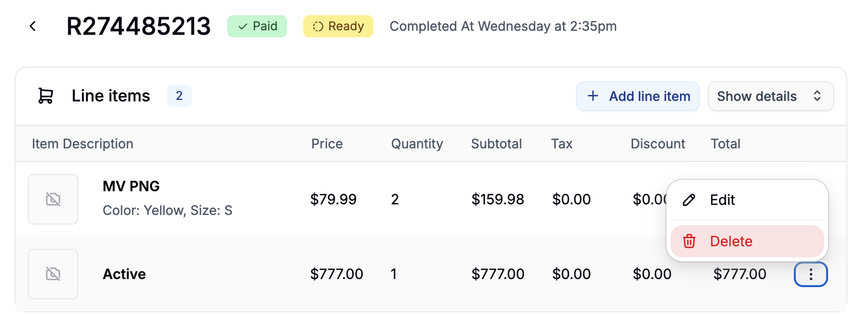 Removing line items from an order in the Spree dashboard