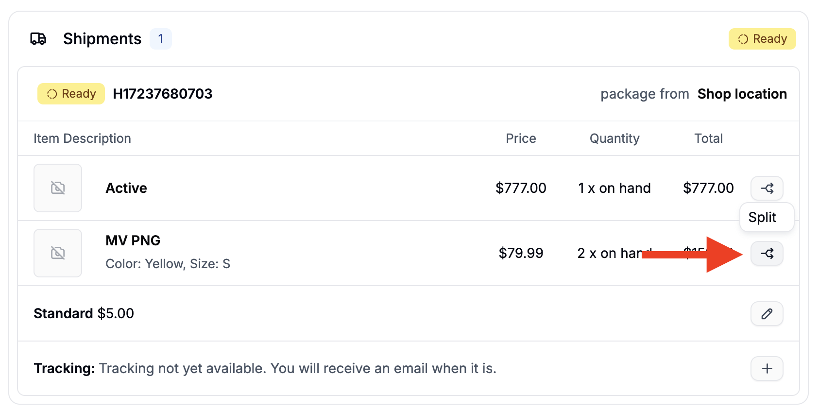Changing the fulfillment location of an order in the Spree dashboard