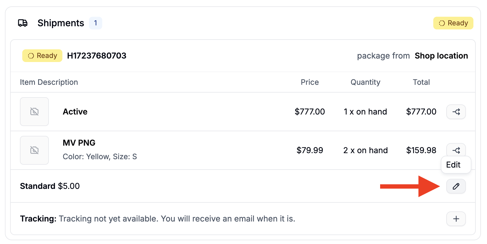 Changing the shipping method of an order in the Spree dashboard