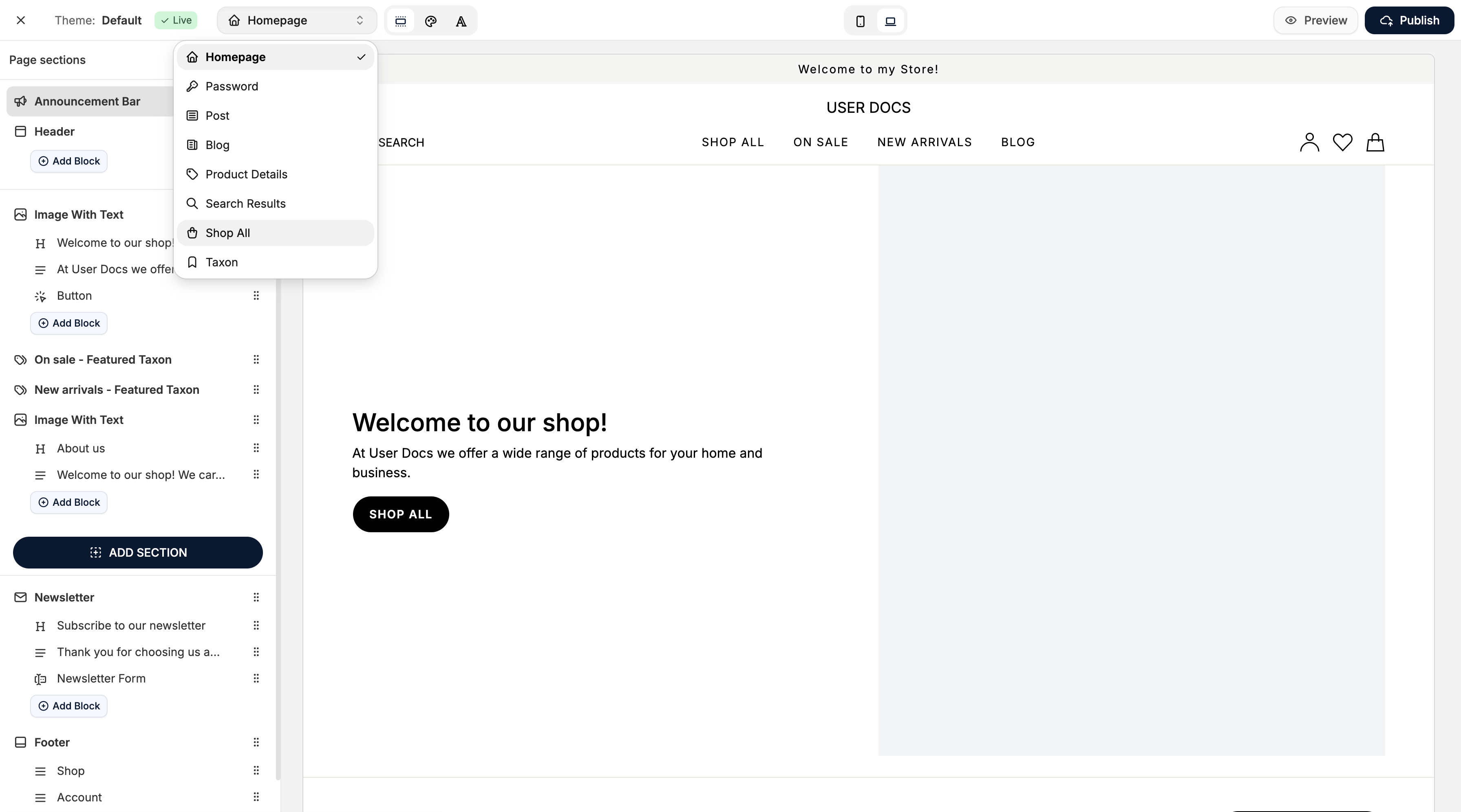 Editing PLPs in the Spree Commerce theme editor