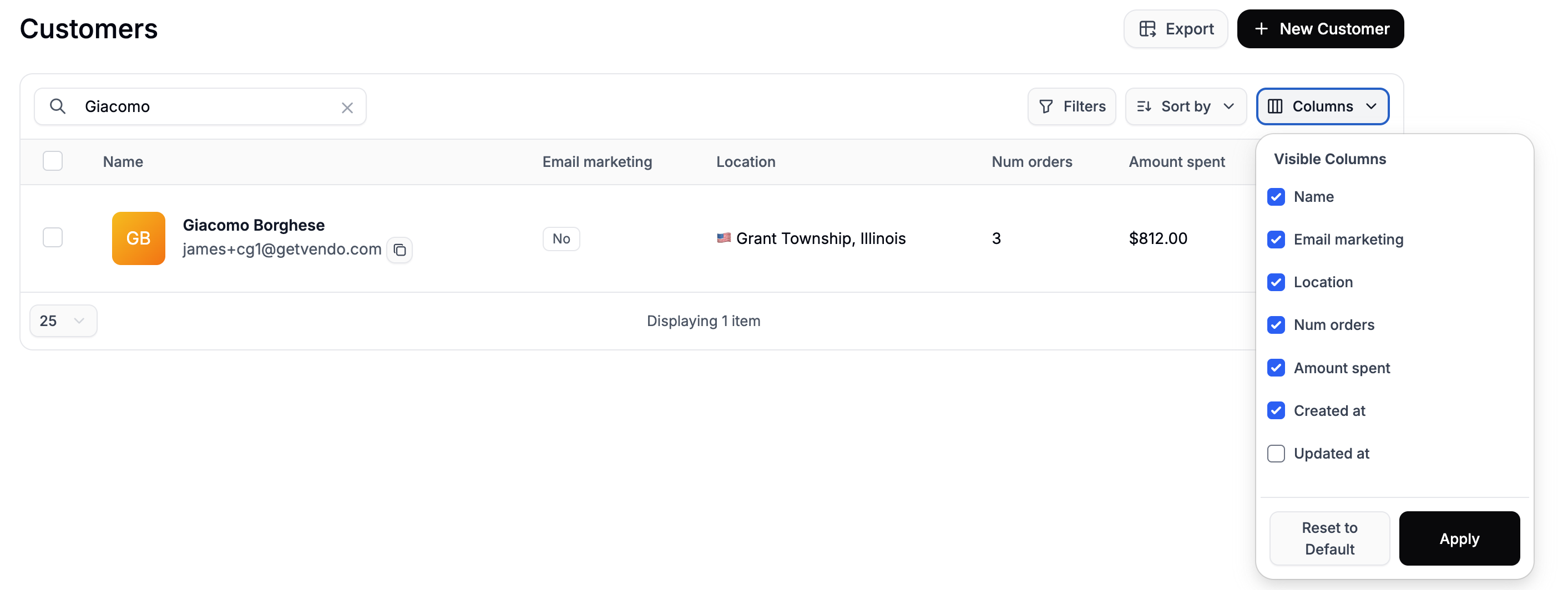 Configuring columns on the customer table in Spree Commerce