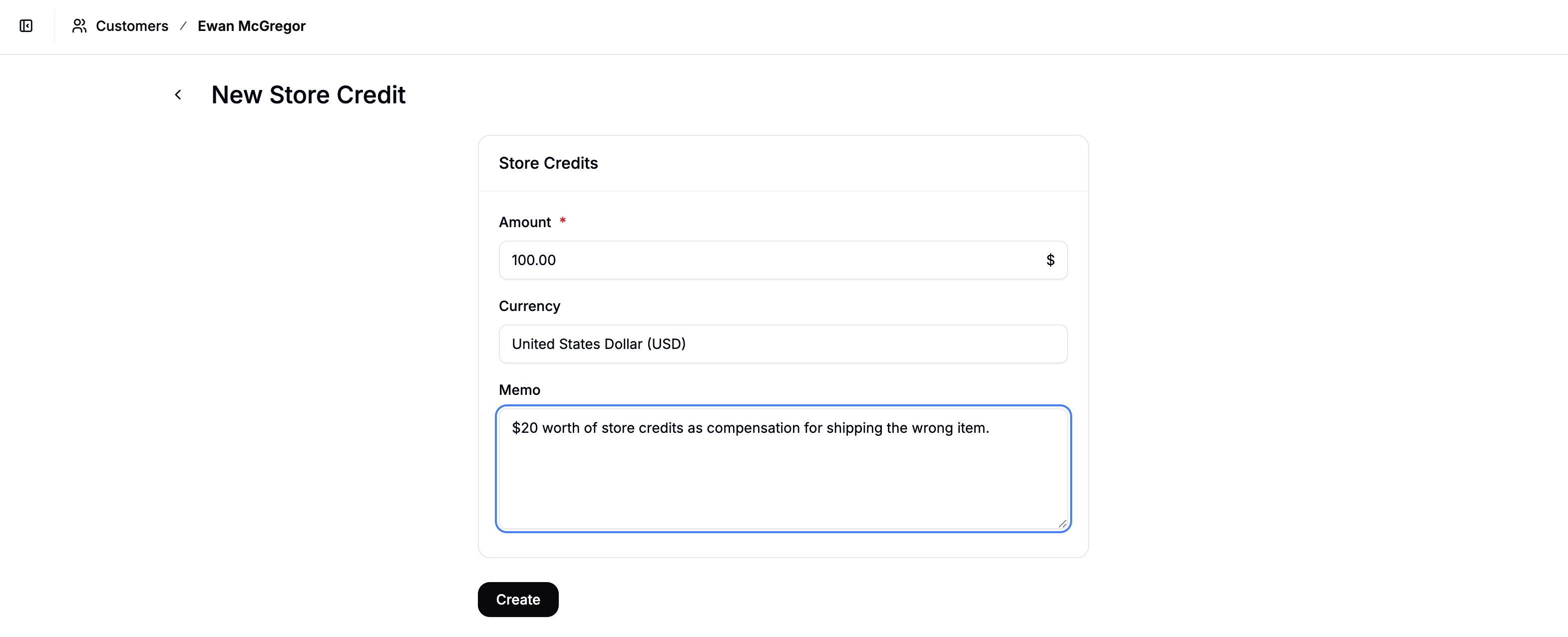 Configure a store credit assignment in the Spree Commerce dashboard