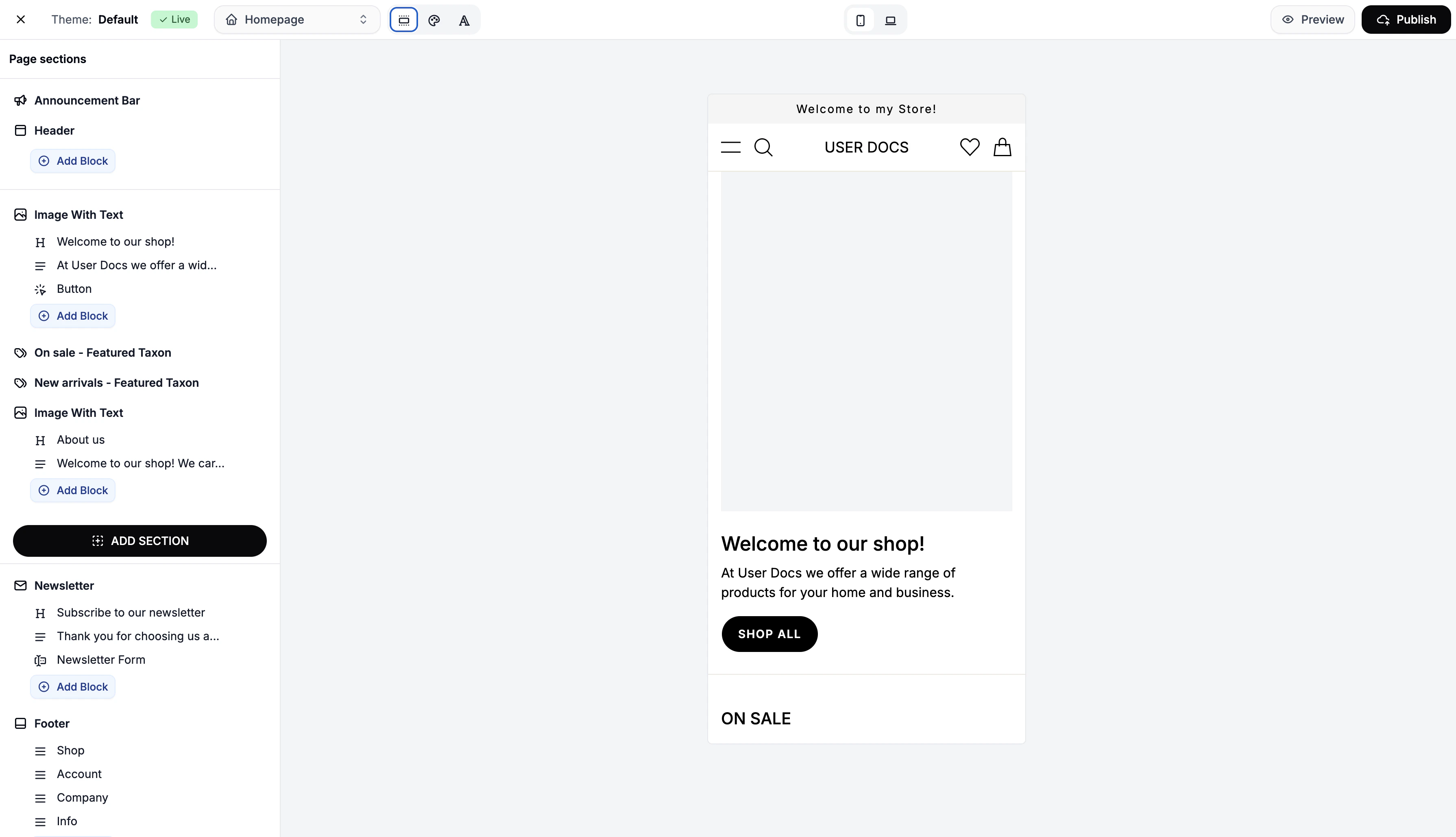 The Spree Commerce theme editor