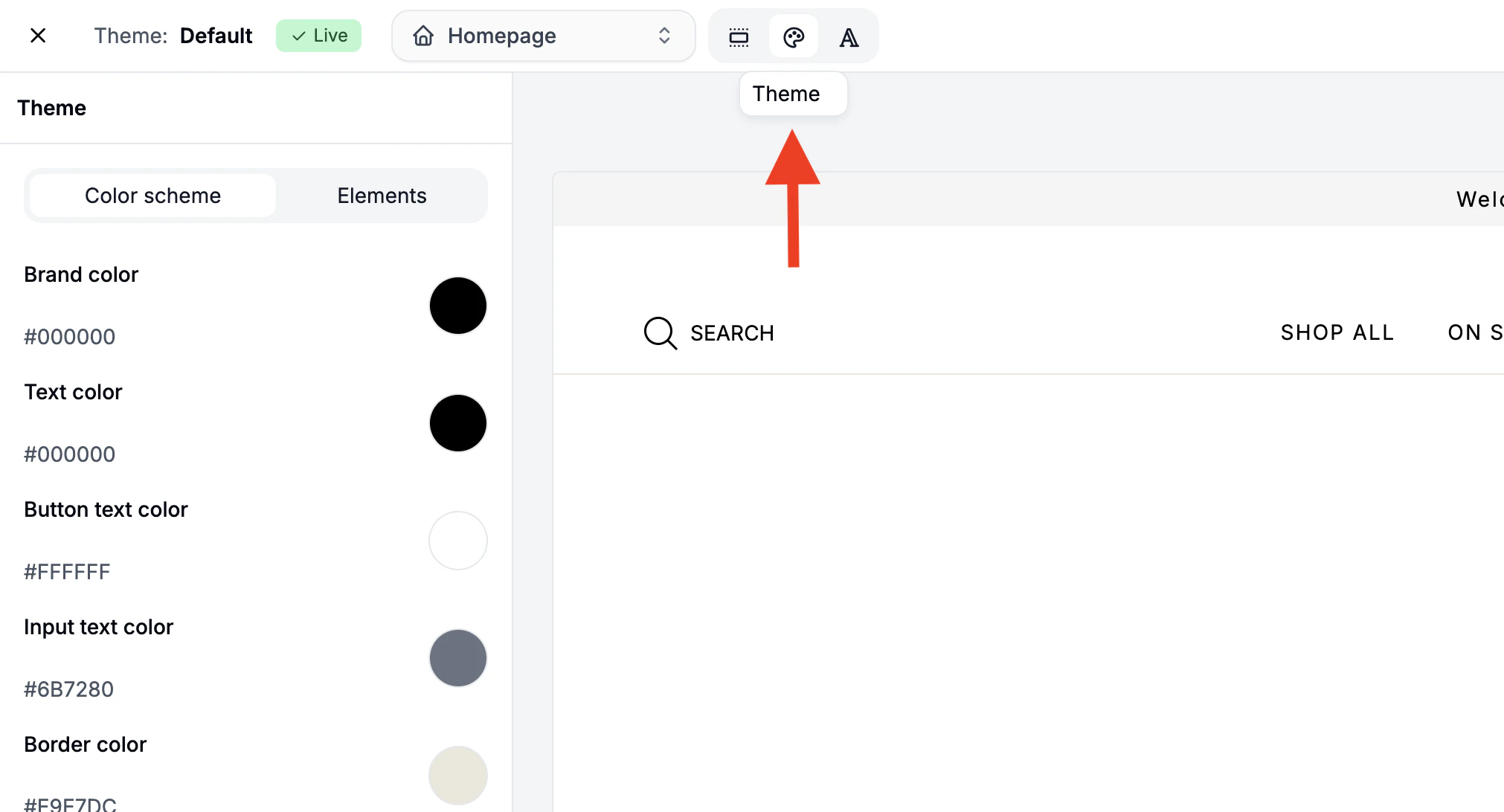 Modifying color schemes in the Spree Commerce theme editor