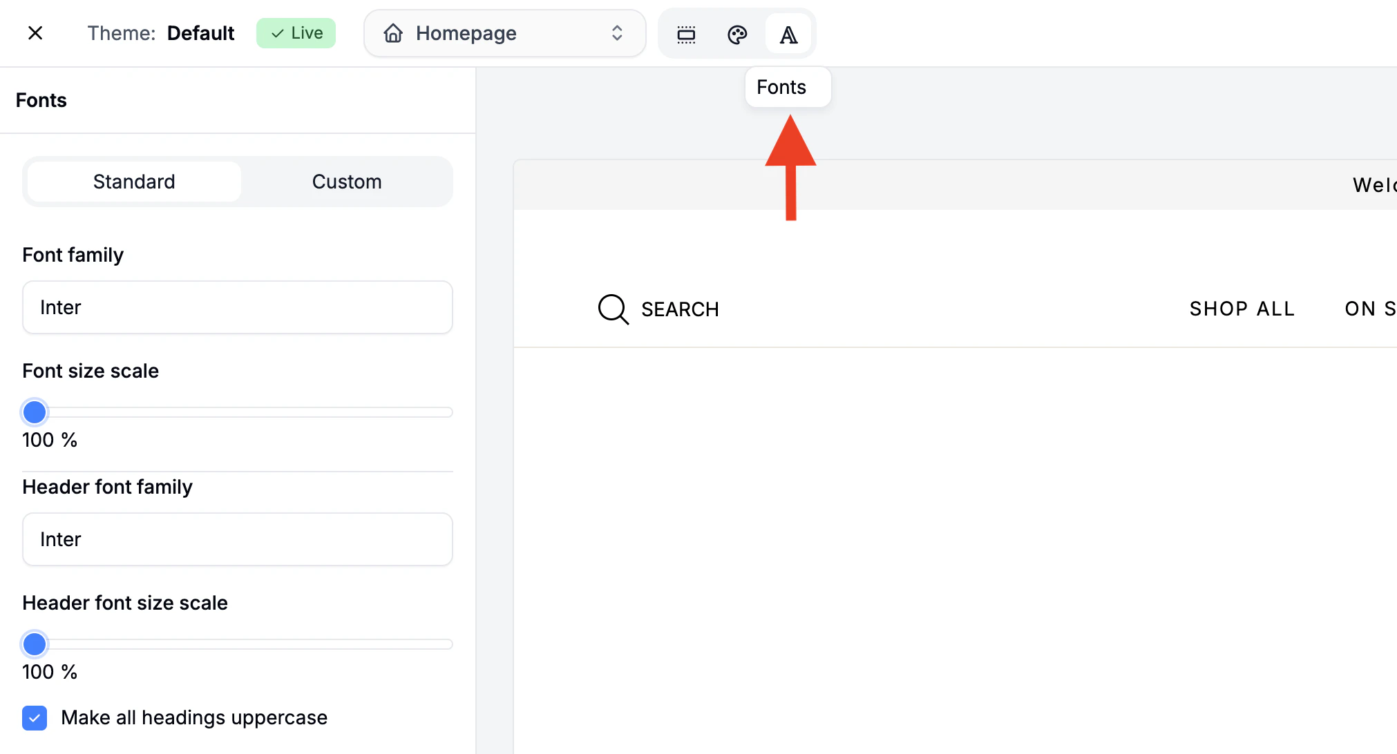 Setting fonts in the Spree Commerce theme editor