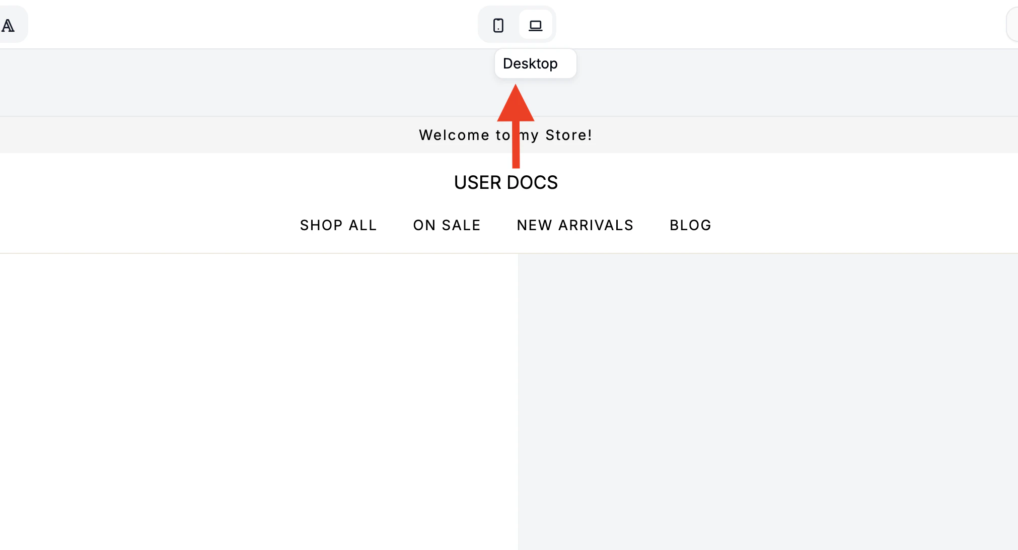 Switch between mobile and desktop preview in the Spree Commerce theme editor