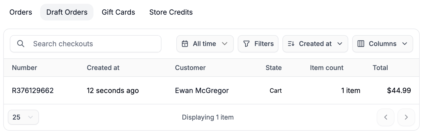 Draft orders associated with a customer in Spree Commerce