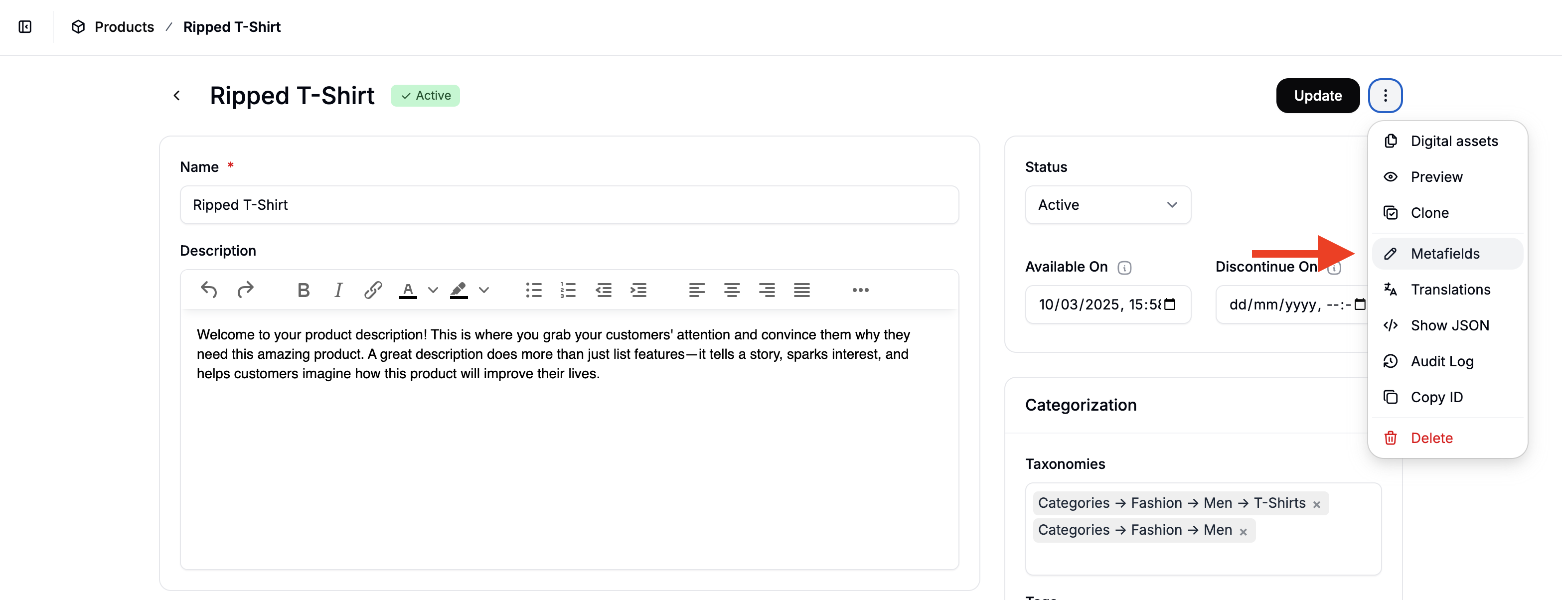 Adding custom field values to a product in Spree Commerce