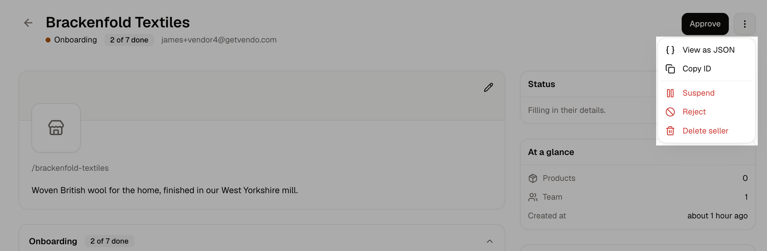 The More actions menu on a seller's page