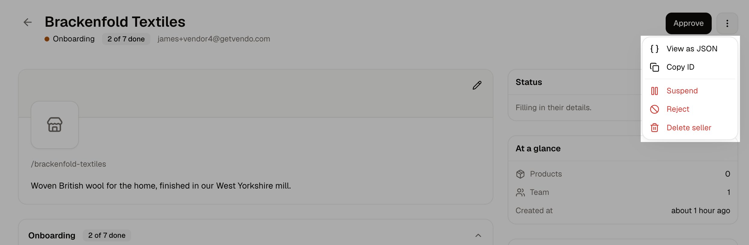 The More actions menu on a seller's page