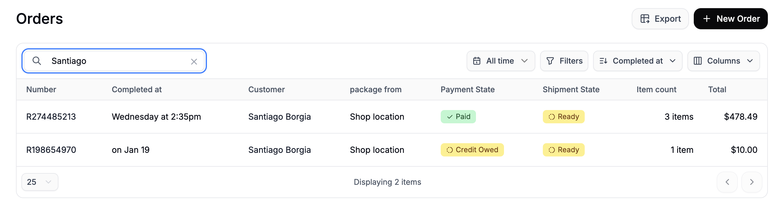 Searching Orders - Spree Commerce documentation