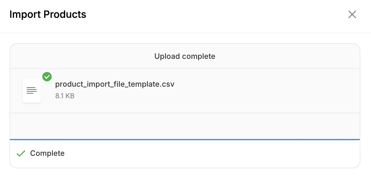 Successfully uploaded product file