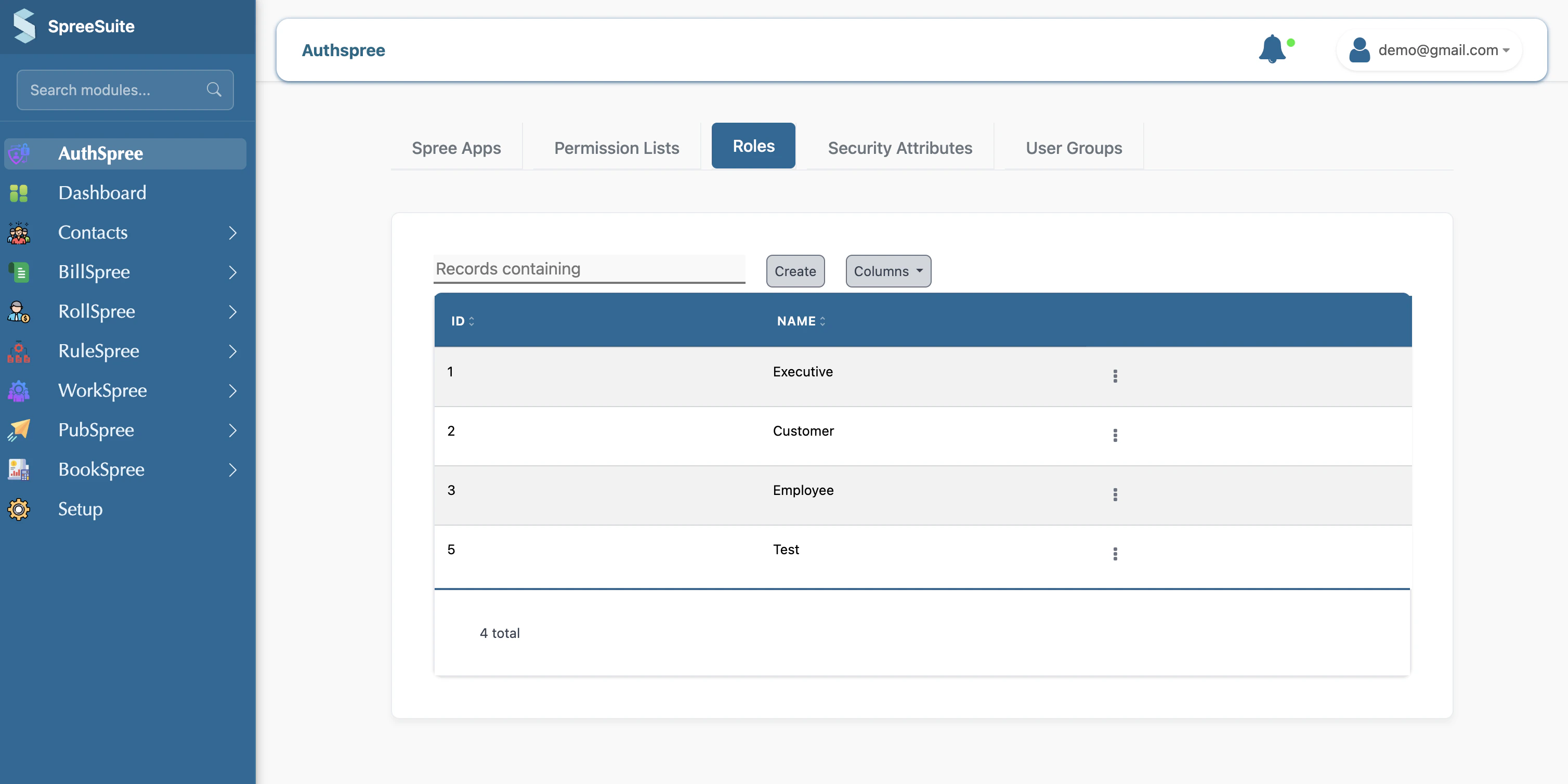 Chart of Accounts List View