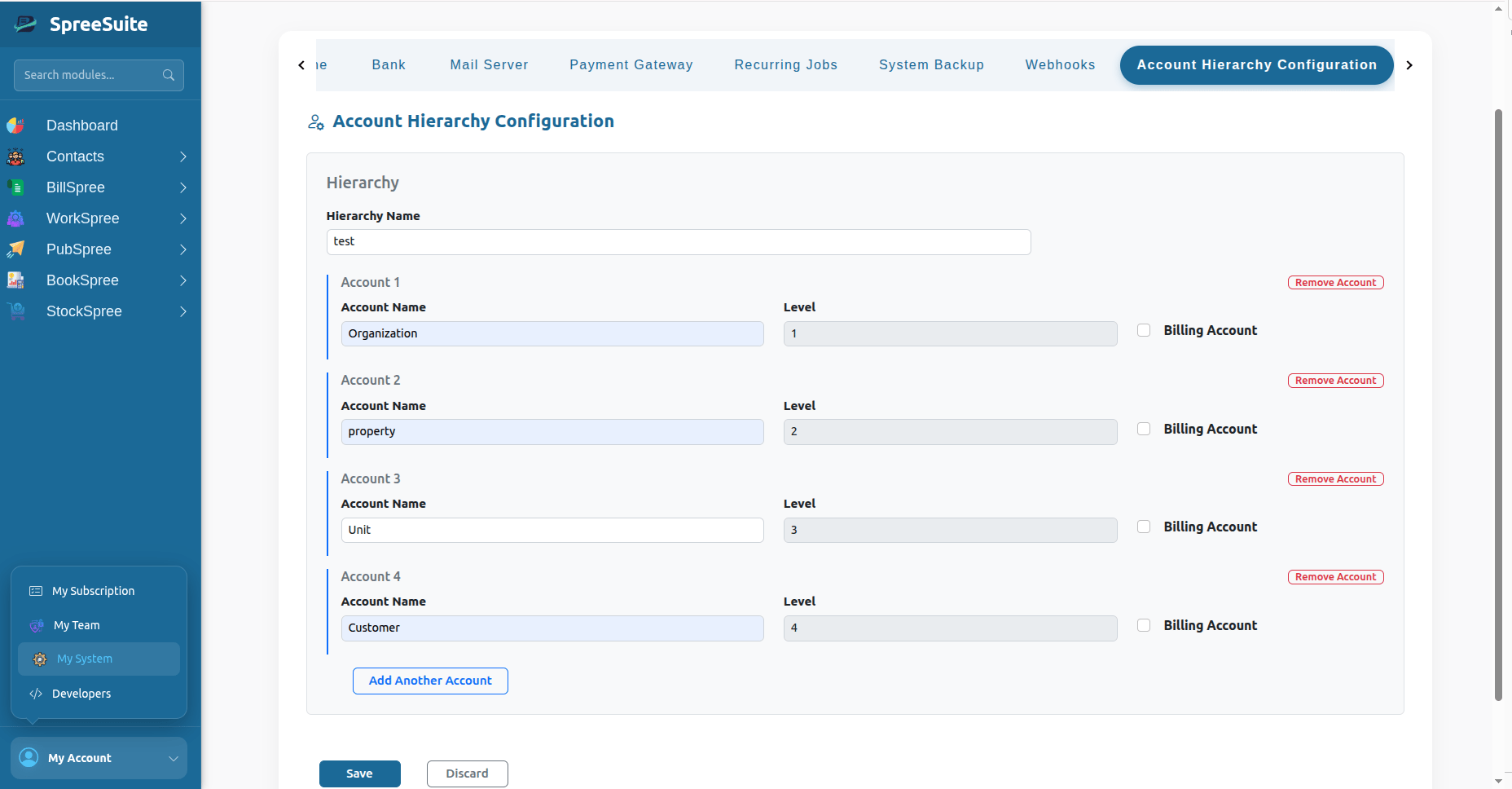 Account Hierarchy Configuration Example