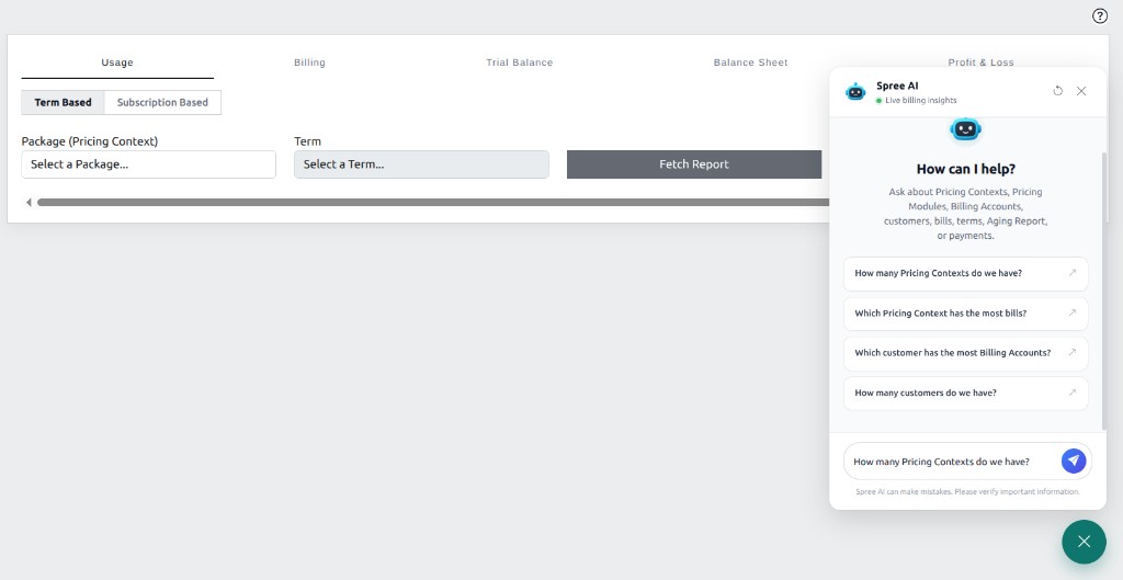 Spree AI chat in SpreeSuite