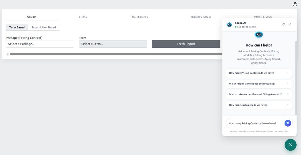 Spree AI chat in SpreeSuite