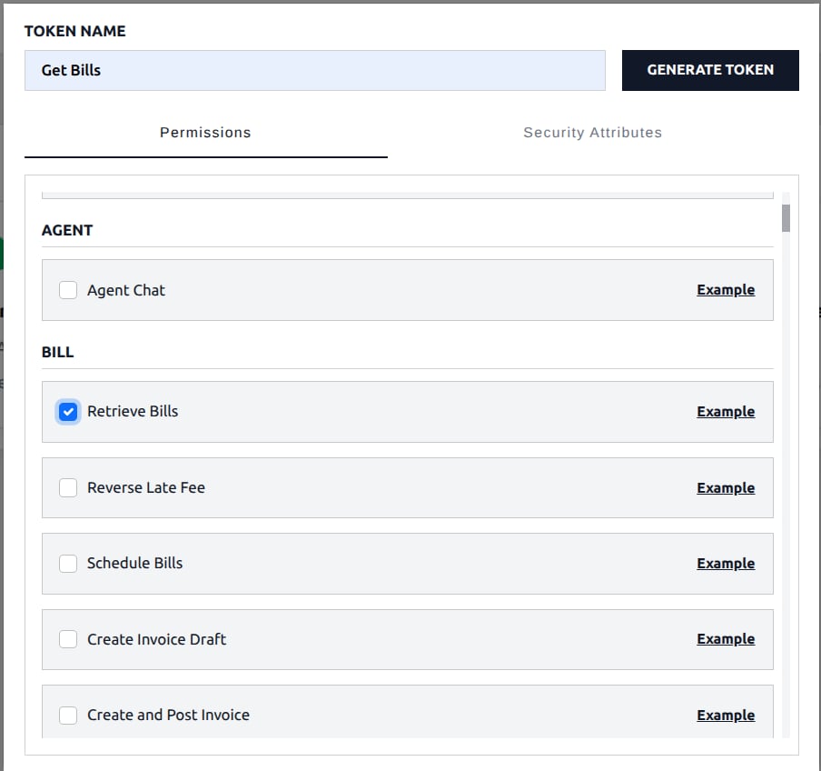 Generate API token with permissions