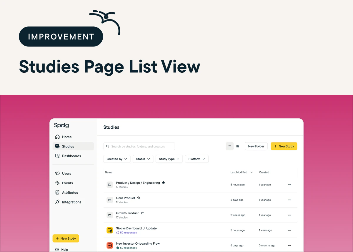 Find Your Sprig Studies In An Instant With The New List View