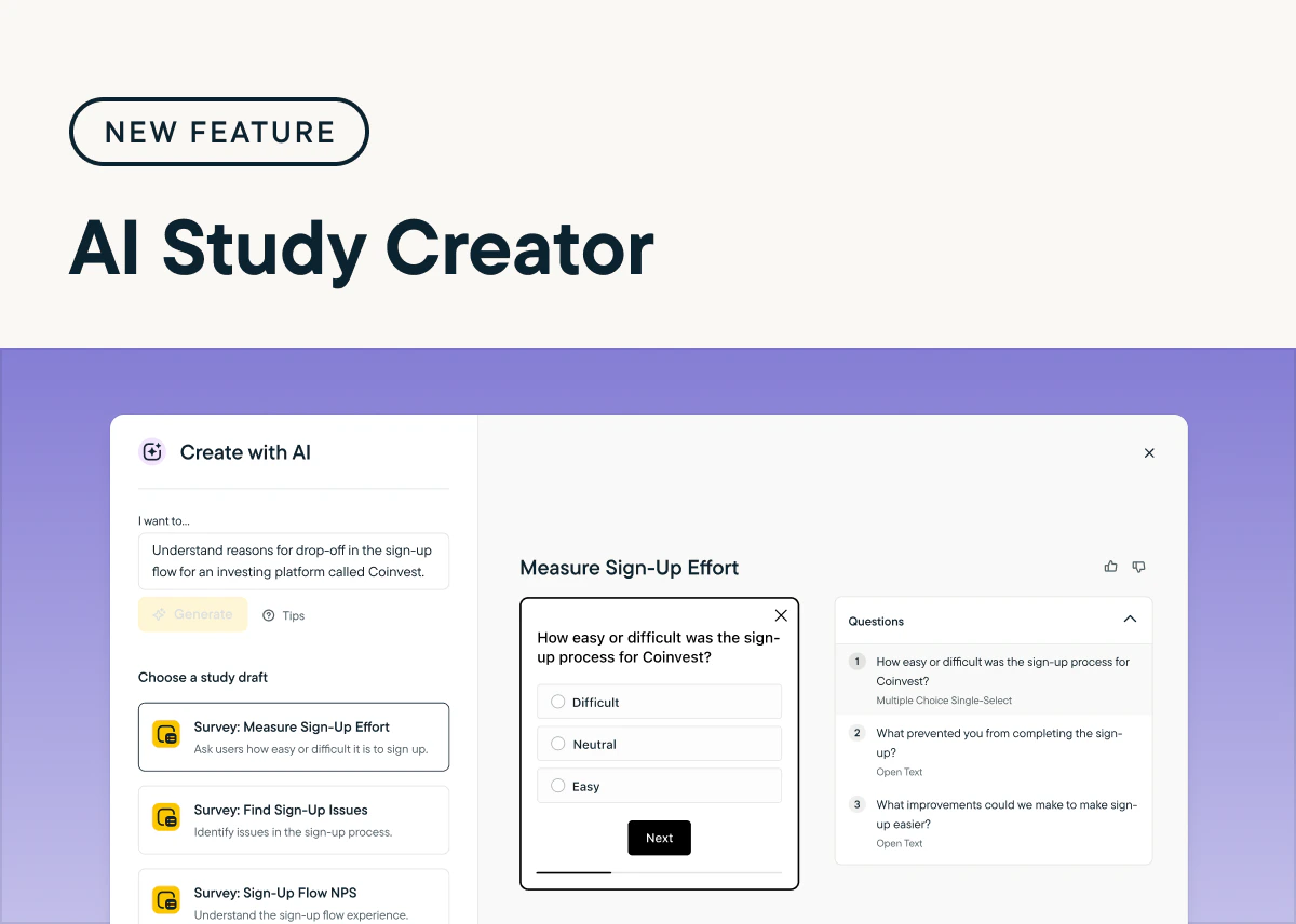 Rapidly Launch Sprig Studies with the AI Study Creator