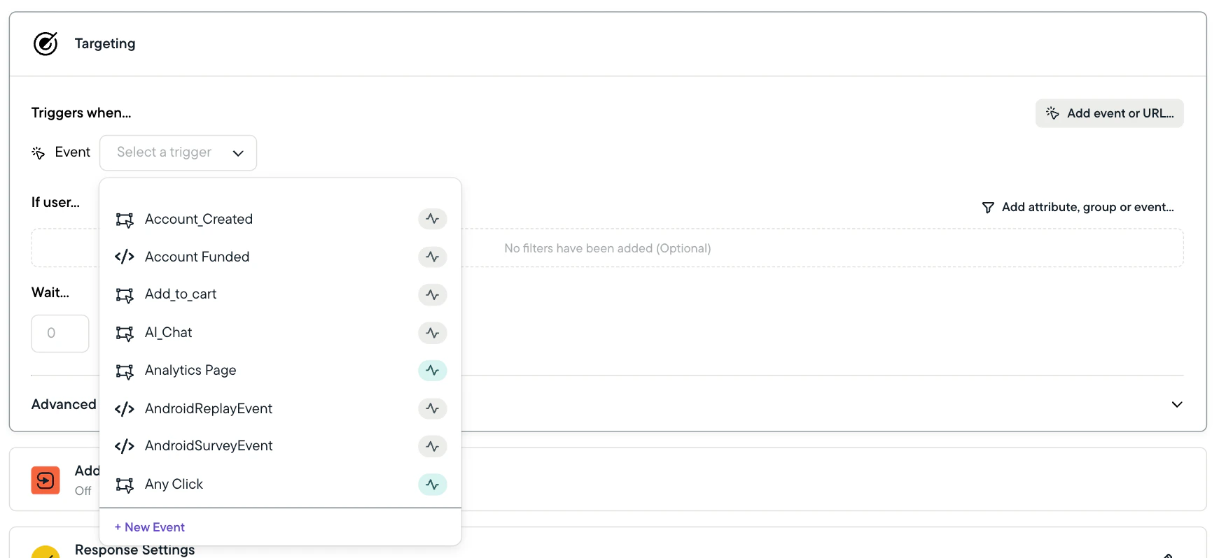 _Adding No-Code Events while building a study:_