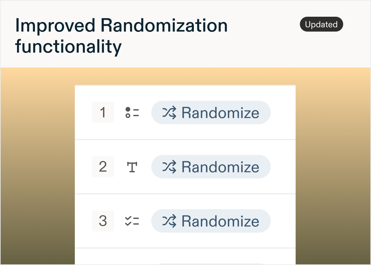 Changelog Survey Retake 1 Survey retake option setting with two choices, “Unlimited responses” and “One response per respondent,” with a cursor selecting “One response per respondent.”