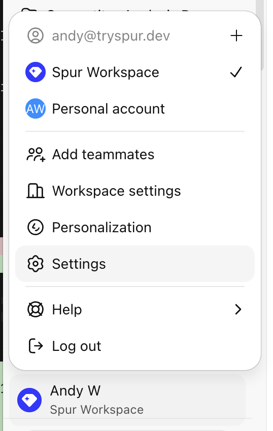 Open the ChatGPT settings menu