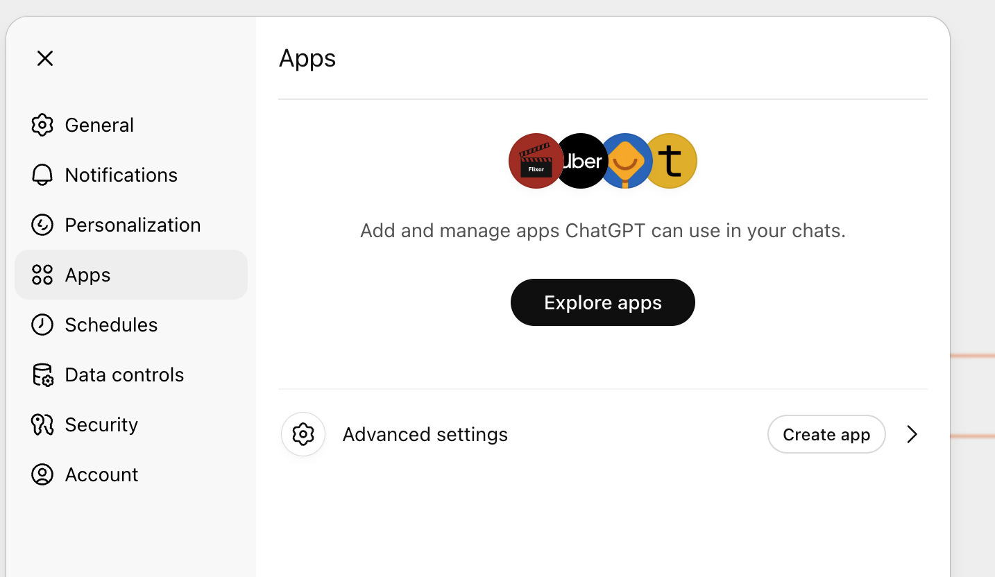Advanced Settings under the Apps tab