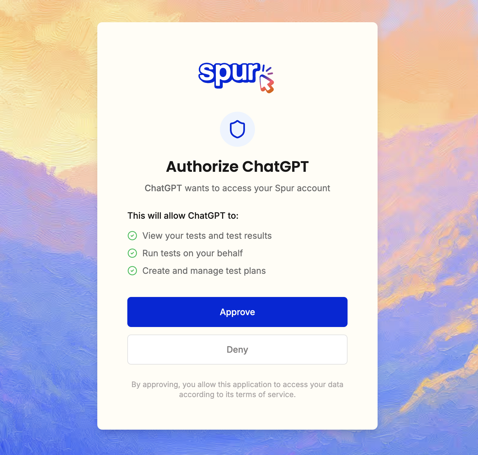 Authorize the Spur app