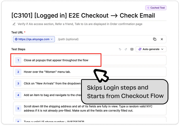 Test skipping login steps
