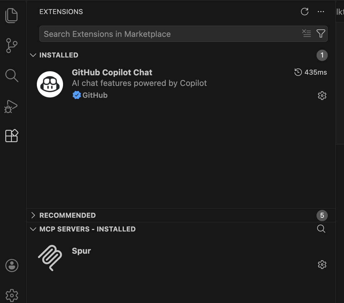 GitHub Copilot extension with MCP Server section