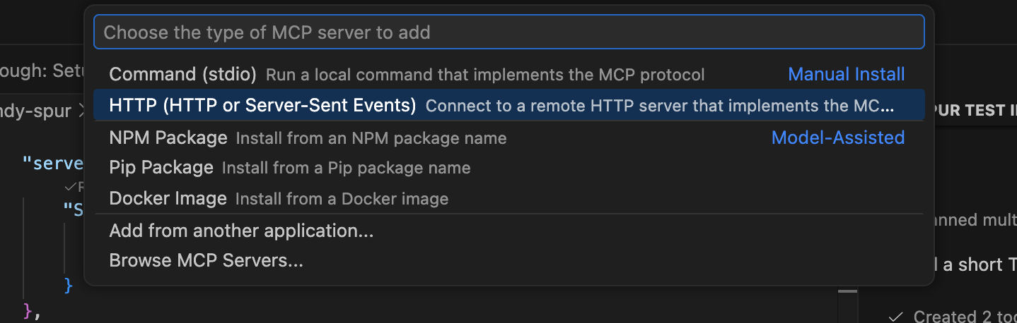 Selecting HTTP transport type