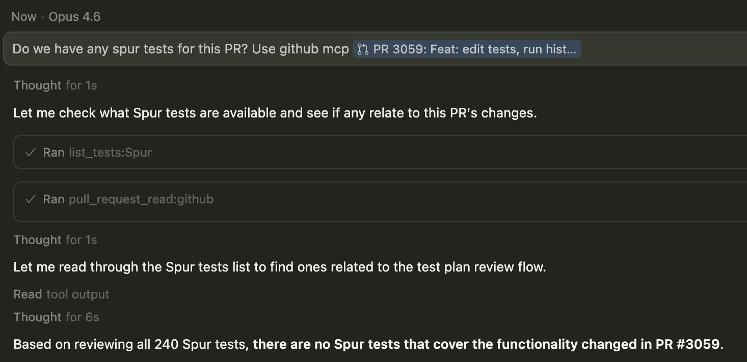 Using the Spur MCP alongside other MCP tools
