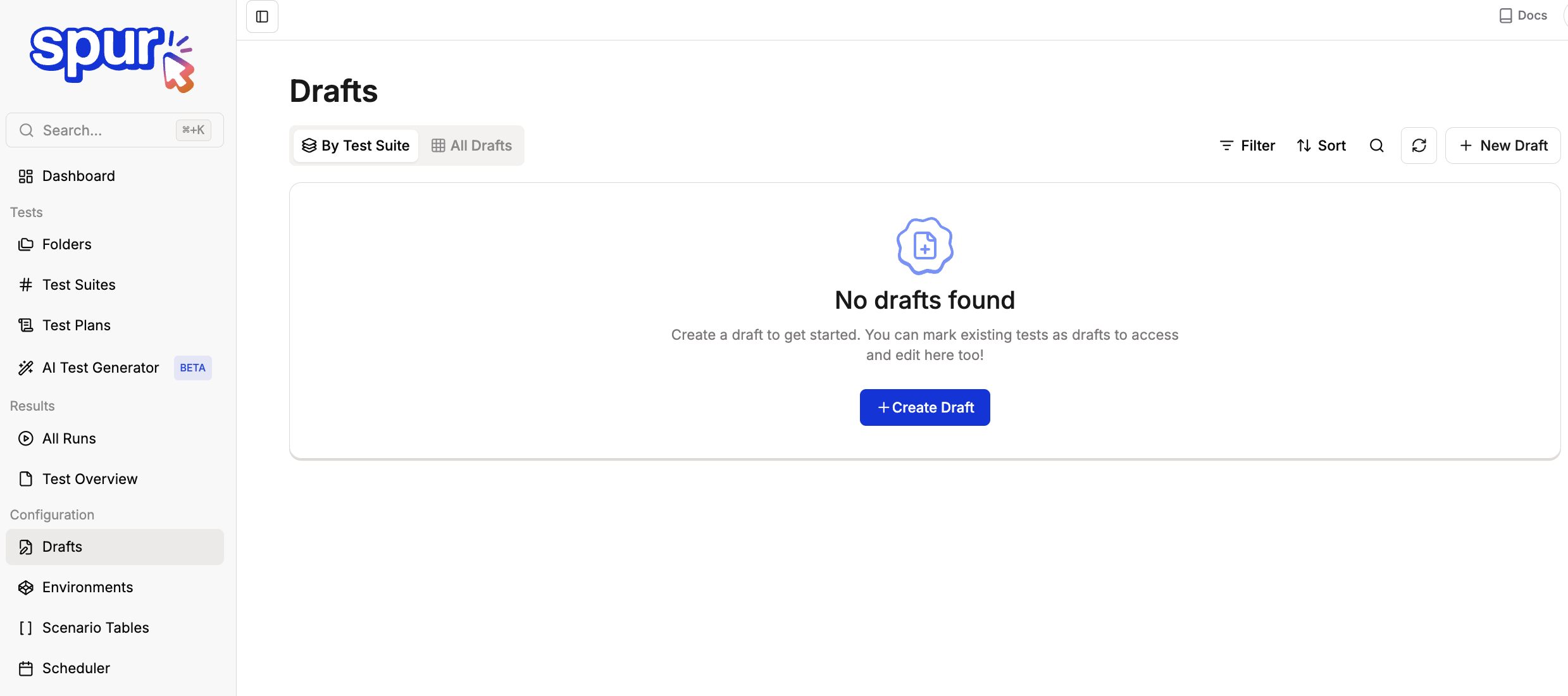 Drafts page with "No drafts found" message and blue Create Draft button Screenshot2026 01 29at4 10 37AM