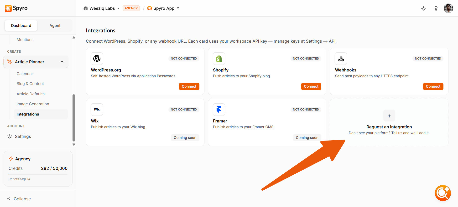 Integration Settings