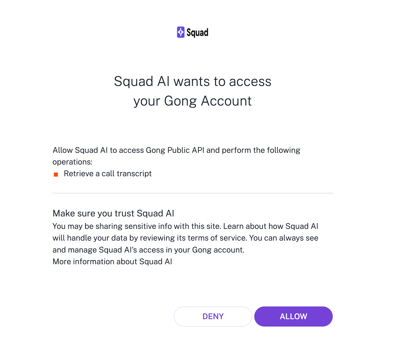 Gong OAuth connection